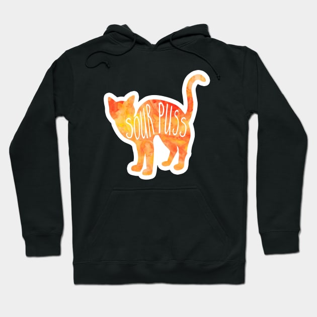 Sour Puss - funny cat pun Hoodie by Shana Russell